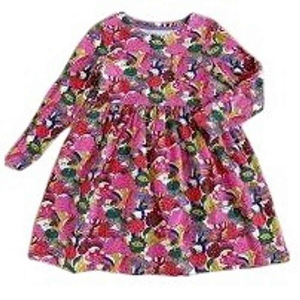 Mini Boden LS Ret Bonkers Conkers Print Dress Girls 5-6Y Whimsical Woodland